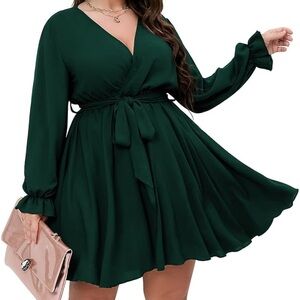 Elegant Green Wrap Dress